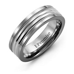 Men's Double Row Ring with Milgrain – Tungsten