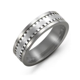 Men's Geometric Trail Tungsten Ring with Custom Inlay