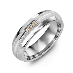 Men's Two Gemstone Ring with Banded Textured Inlay