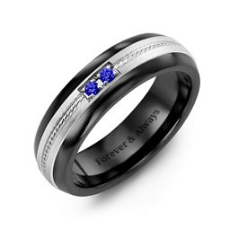 Men's Two Stone Ring with Rope Detail Inlay