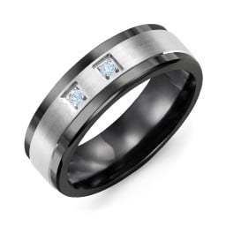Men's 2-Stone Brushed Ring With Inlay