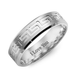 Men's Classic Greek Key Eternity Ring in 925 Sterling Silver