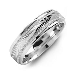 Men's Harvest Chevron Ring With Milgrain