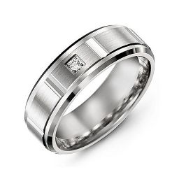 Men's Diamond Cut Gemstone Ring with Beveled edges in 925 Sterling Silver
