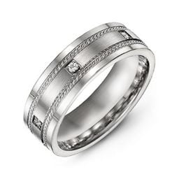 Men's Rope Ring with Gemstone Accents