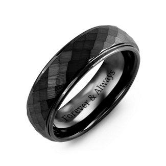 Men's Hammered Black Ceramic Wedding Ring