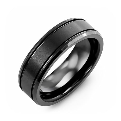 Men's Hammered Black Ceramic Ring