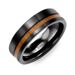 Men's Brush Black Ceramic Koa Wood Band