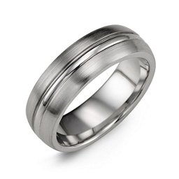 Men's Brushed Cobalt Ring with Polished Band