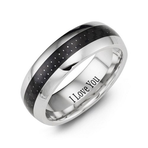 Men's Polished Cobalt Ring with Black Ceramic Inlay