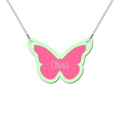Gold Butterfly Name Bar Necklace and Engraved Jewelry