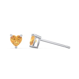 Kids Heart Birthstone Stud Earrings in 925 Sterling Silver with Citrine