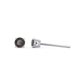 Kids Classic Birthstone Stud Earrings in 925 Sterling Silver with Smokey Quartz