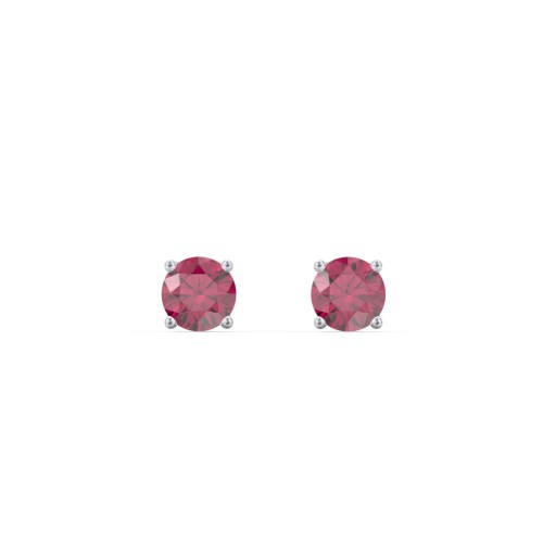 Kids Classic Birthstone Stud Earrings – Sterling Silver with Ruby