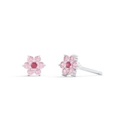 Kids Birthstone Flower Cluster Stud Earrings