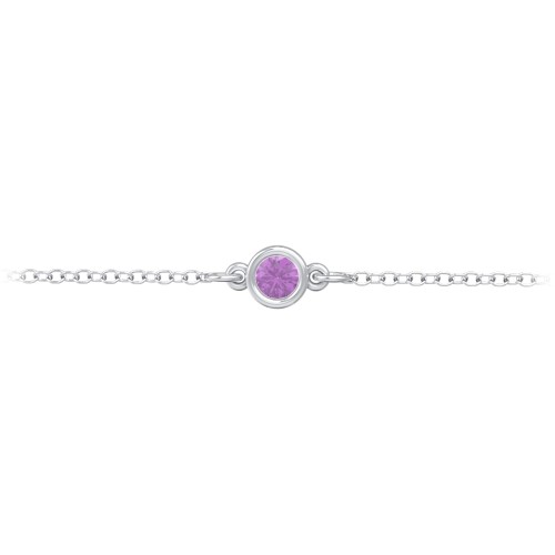 Kids and Baby Bezel Set Birthstone Bracelet – 10K White Gold with Amethyst