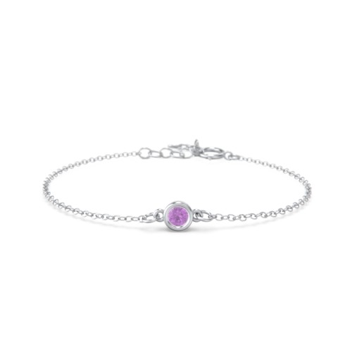 Kids and Baby Bezel Set Birthstone Bracelet – 10K White Gold with Amethyst