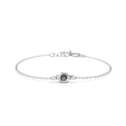 Kids and Baby Bezel Set Birthstone Bracelet in 925 Sterling Silver with Smokey Quartz