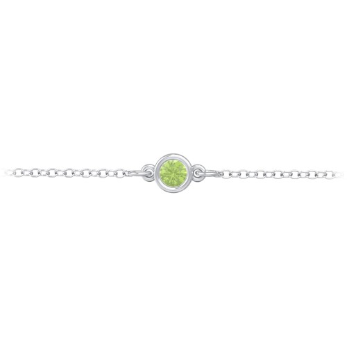 Kids and Baby Bezel Set Birthstone Bracelet – Sterling Silver with Peridot