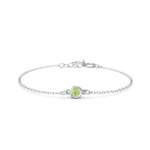 Kids and Baby Bezel Set Birthstone Bracelet – Sterling Silver with Peridot