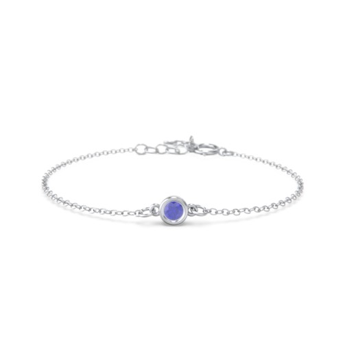 Kids and Baby Bezel Set Birthstone Bracelet – Sterling Silver with Blue Sapphire