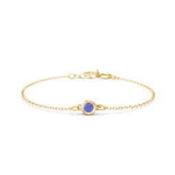 Kids and Baby Bezel Set Birthstone Bracelet in 10K Solid Yellow Gold with Blue Sapphire