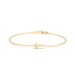 Kids and Baby Cross Charm Bracelet in 10K Solid Yellow Gold