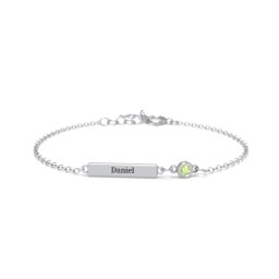 Kids and Baby Engravable Bar Bracelet with Bezel Set Stone