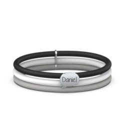 Engravable Speech Bubble Charm Silicone Bracelet Set – Double Style