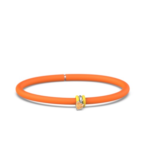 Personalized Heart Gemstone Charm Silicone Bracelet Set - Single Style