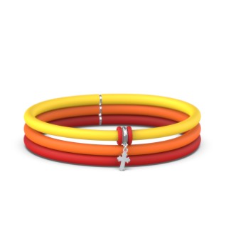 Personalized Cross Charm Silicone Bracelet Set - Single Style