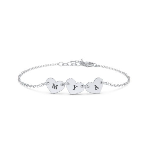 Kids and Baby Engravable 3 Hearts Bracelet