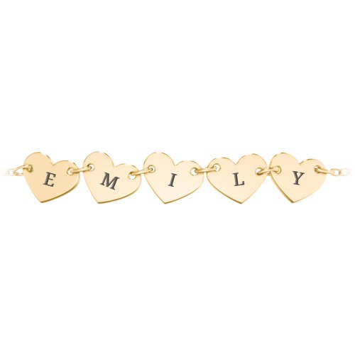 Kids and Baby Engravable 5 Hearts Bracelet – 10K Yellow Gold