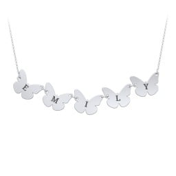 Kids Engravable Initial 5 Butterfly Necklace