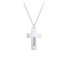 Kids Engravable Birthstone Cross Necklace
