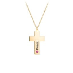 Kids Engravable Birthstone Cross Necklace