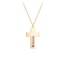Kids Engravable Birthstone Cross Necklace