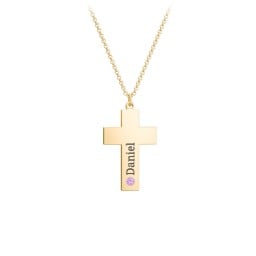 Kids Engravable Birthstone Cross Necklace