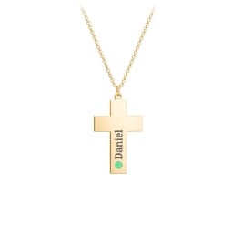 Kids Engravable Birthstone Cross Necklace
