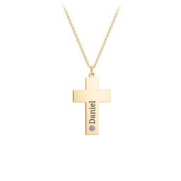 Kids Engravable Birthstone Cross Necklace