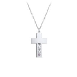 Kids Engravable Birthstone Cross Necklace