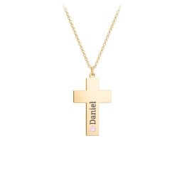Kids Engravable Birthstone Cross Necklace