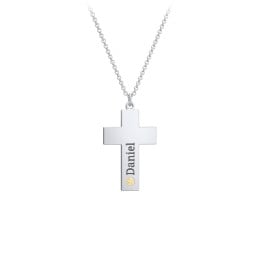 Kids Engravable Birthstone Cross Necklace