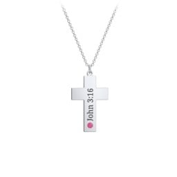 Kids Engravable Birthstone Cross Necklace