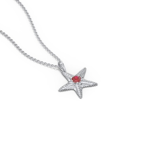 Kids Starfish Birthstone Charm Necklace