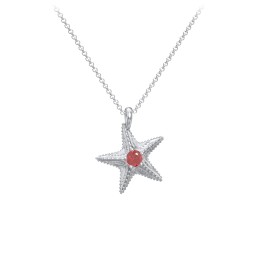 Kids Starfish Birthstone Charm Necklace in 925 Sterling Silver with Garnet