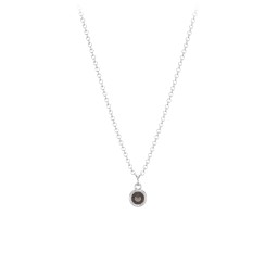 Kids Birthstone Charm Necklace with 1 Stone in 925 Sterling Silver with Smokey Quartz