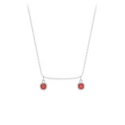 Kids Birthstone Charm Necklace with 2 Stones in 925 Sterling Silver with Garnet