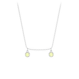 Kids Birthstone Charm Necklace with 2 Stones in 925 Sterling Silver with Peridot