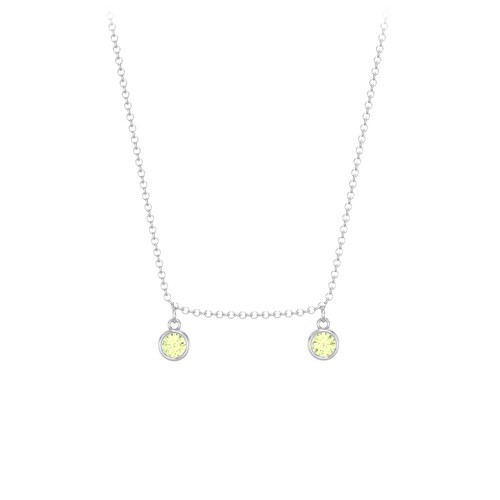 Kids Birthstone Charm Necklace with 2 Stones – Sterling Silver with Peridot